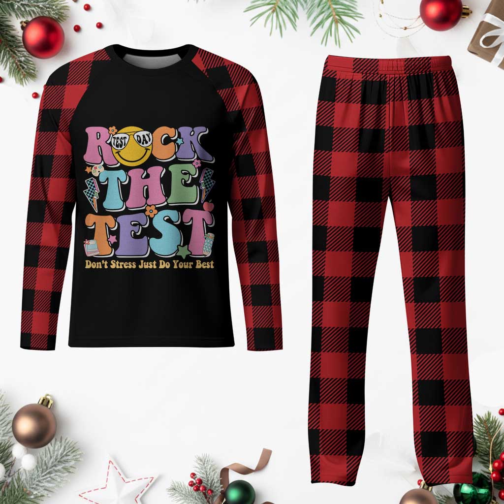 Teacher Test Day Plaid Pajama Set Rock The Test Dont Stress Just Do Your Best Cute Groovy TS10 Buffalo Plaid Print Your Wear