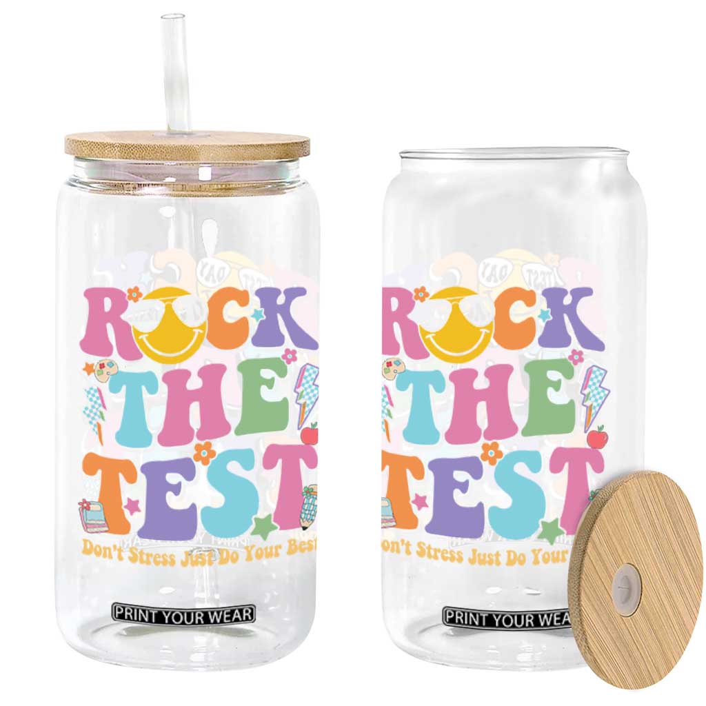 Teacher Test Day Glass Can Rock The Test Dont Stress Just Do Your Best Cute Groovy TS10 Print Your Wear