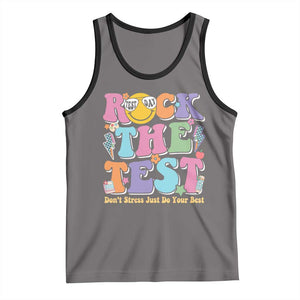 Teacher Test Day Tank Top Rock The Test Dont Stress Just Do Your Best Cute Groovy TS10 Deep Heather Black Print Your Wear