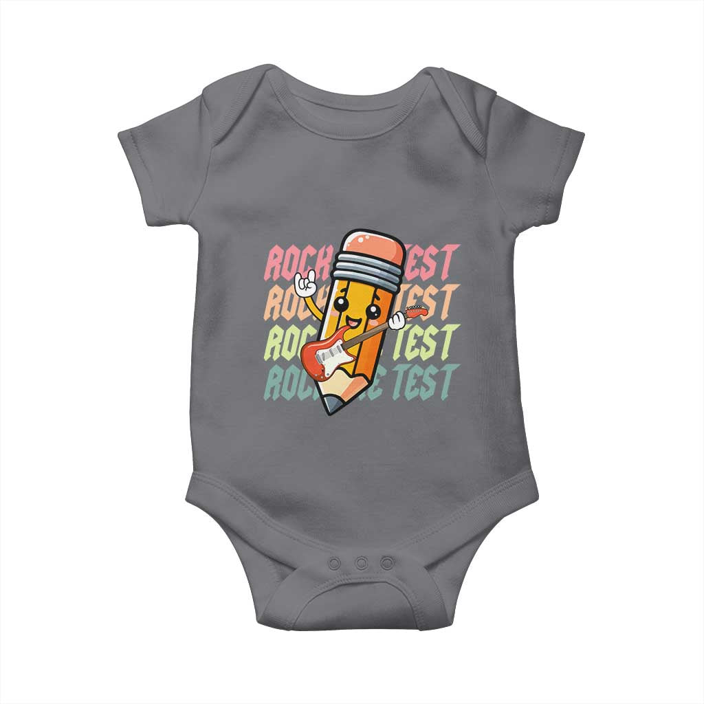 Teacher Rock The Test Day Baby Onesie Testing Motivational TS10 Charcoal Print Your Wear