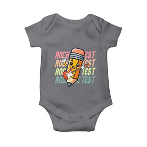 Teacher Rock The Test Day Baby Onesie Testing Motivational TS10 Charcoal Print Your Wear