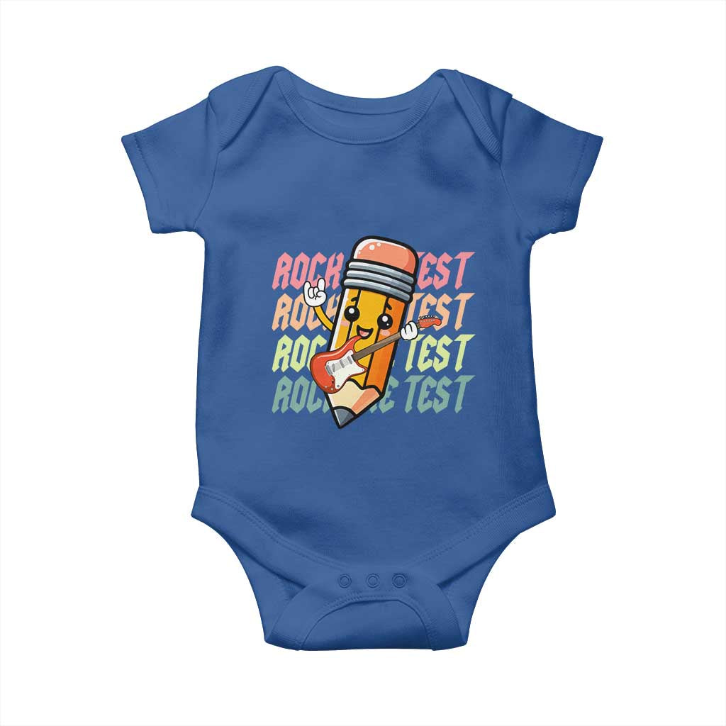 Teacher Rock The Test Day Baby Onesie Testing Motivational TS10 Royal Blue Print Your Wear