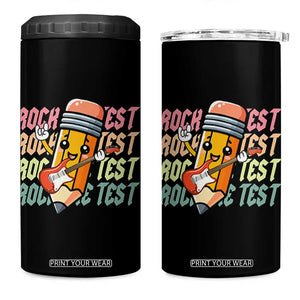 Teacher Rock The Test Day 4 in 1 Can Cooler Tumbler Testing Motivational TS10 One Size: 16 oz Black Print Your Wear