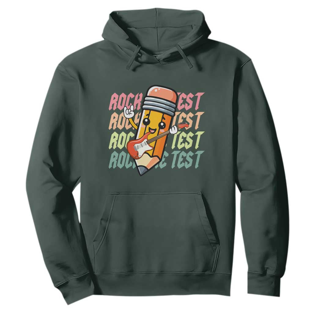 Teacher Rock The Test Day Hoodie Testing Motivational TS10 Dark Forest Green Print Your Wear
