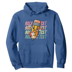 Teacher Rock The Test Day Hoodie Testing Motivational TS10 Royal Blue Print Your Wear