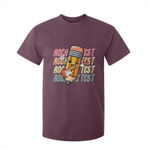 Teacher Rock The Test Day T Shirt For Kid Testing Motivational TS10 Maroon Print Your Wear
