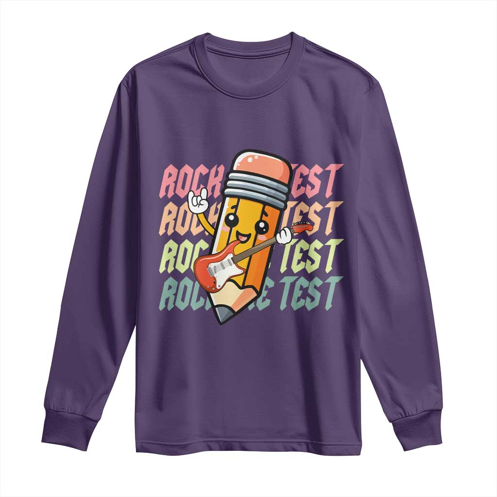 Teacher Rock The Test Day Long Sleeve Shirt Testing Motivational TS10 Purple Print Your Wear