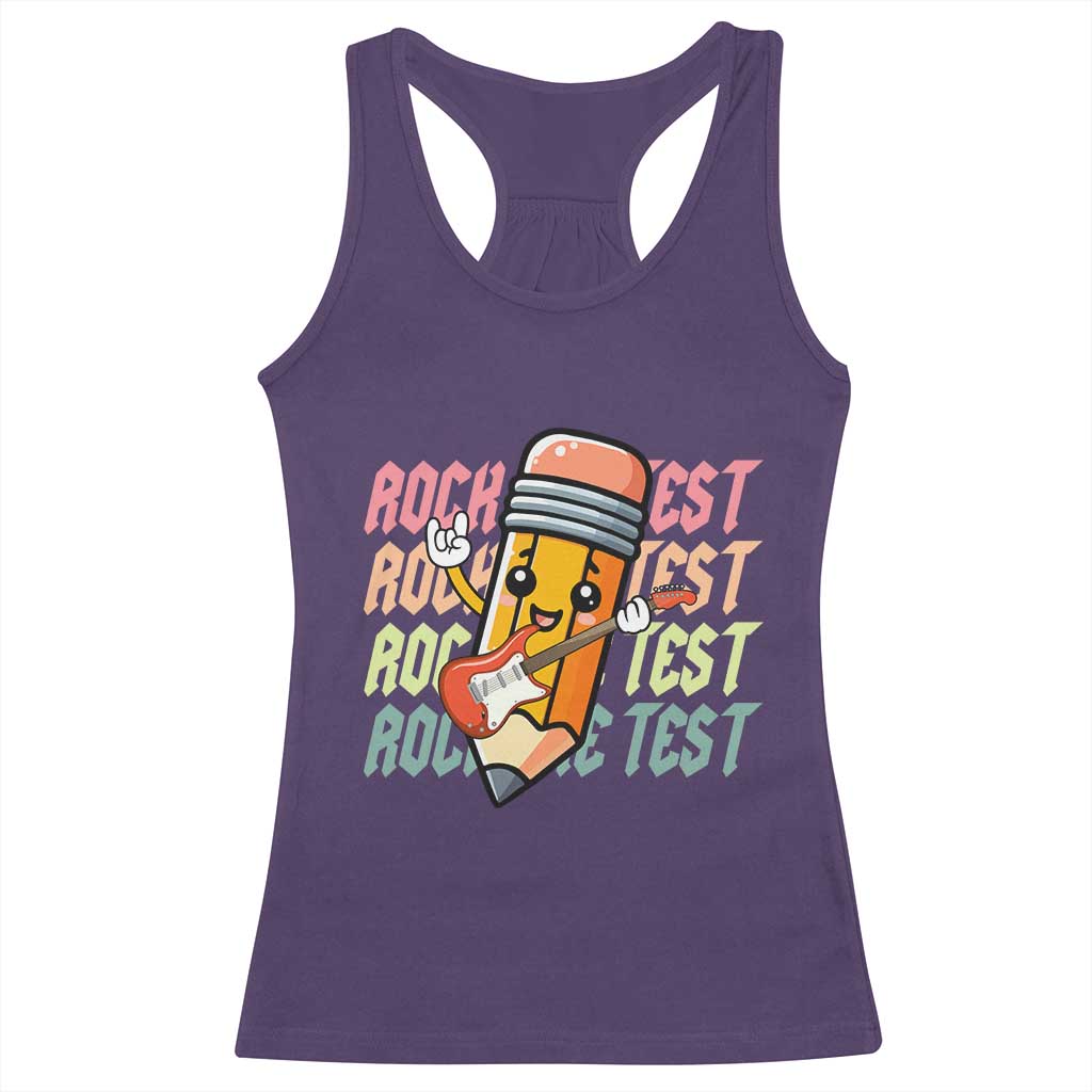 Teacher Rock The Test Day Racerback Tank Top Testing Motivational TS10 Purple Print Your Wear