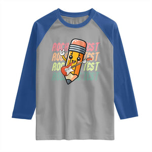 Teacher Rock The Test Day Raglan Shirt Testing Motivational TS10 Sport Gray Royal Print Your Wear
