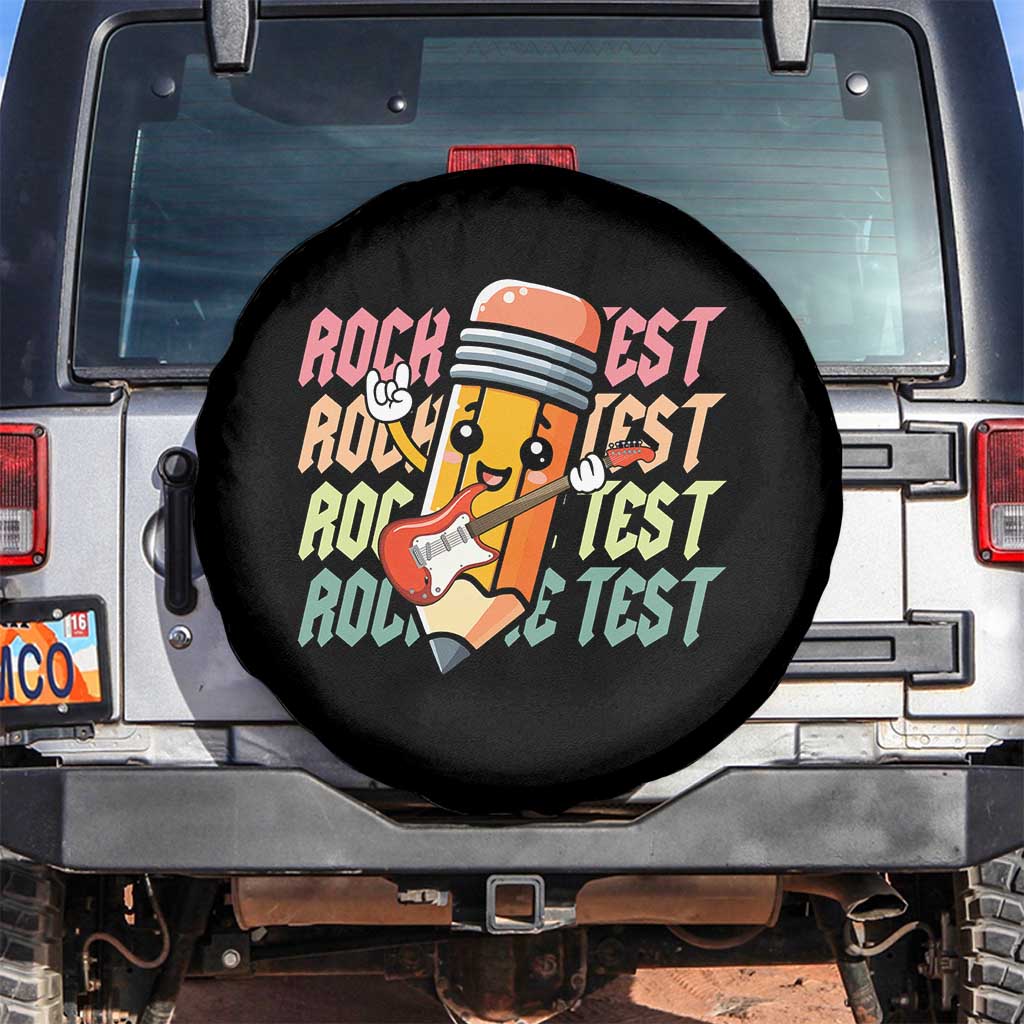 Teacher Rock The Test Day Spare Tire Cover Testing Motivational TS10 No hole Black Print Your Wear