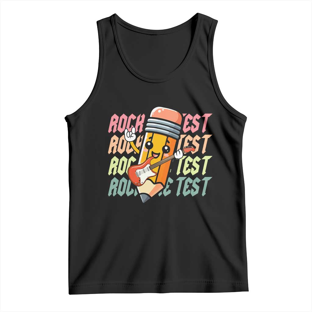 Teacher Rock The Test Day Tank Top Testing Motivational TS10 Black Print Your Wear