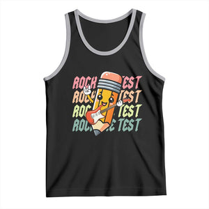 Teacher Rock The Test Day Tank Top Testing Motivational TS10 Black Athletic Heather Print Your Wear