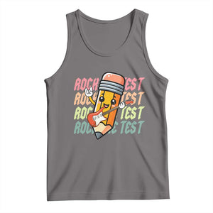 Teacher Rock The Test Day Tank Top Testing Motivational TS10 Deep Heather Print Your Wear