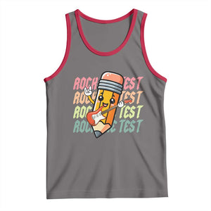 Teacher Rock The Test Day Tank Top Testing Motivational TS10 Deep Heather Red Print Your Wear