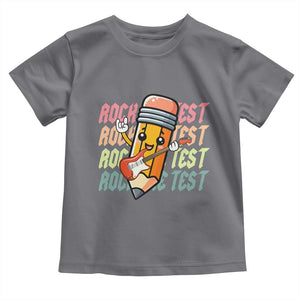 Teacher Rock The Test Day Toddler T Shirt Testing Motivational TS10 Charcoal Print Your Wear
