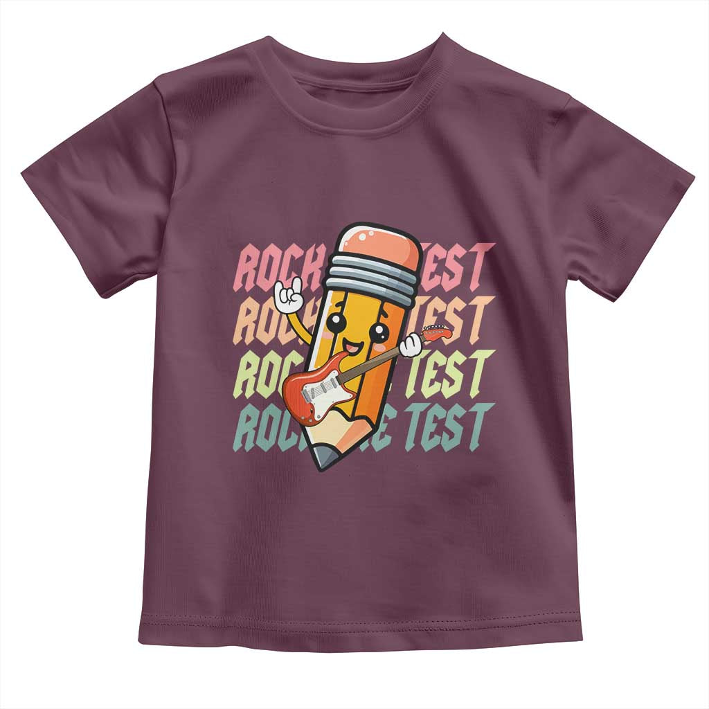 Teacher Rock The Test Day Toddler T Shirt Testing Motivational TS10 Maroon Print Your Wear