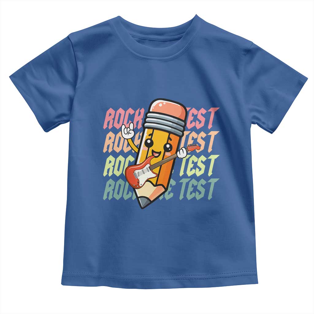 Teacher Rock The Test Day Toddler T Shirt Testing Motivational TS10 Royal Blue Print Your Wear