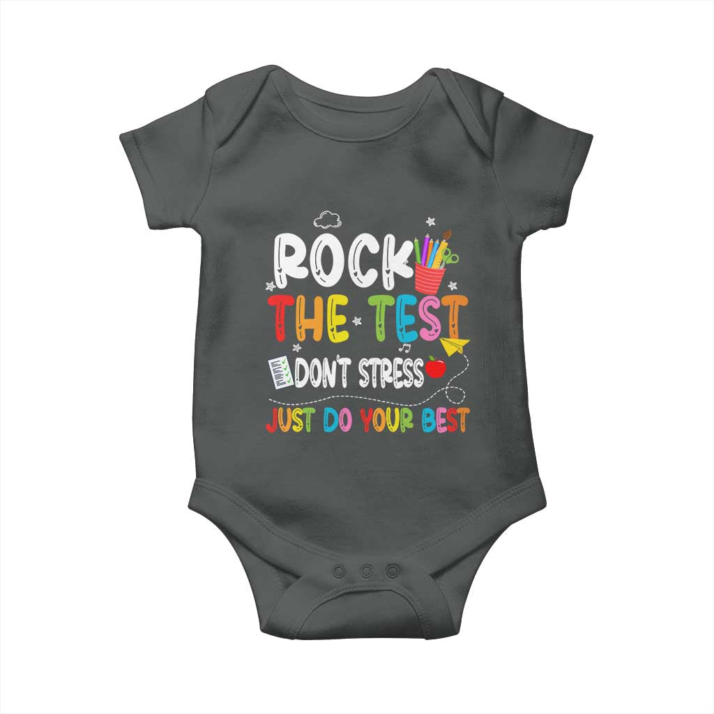 Rock The Test Day Baby Onesie Teacher Exam Testing Outfit Just Do Your Best TS10 Dark Heather Print Your Wear