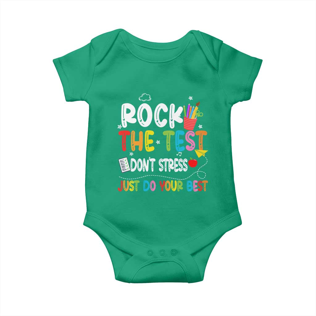 Rock The Test Day Baby Onesie Teacher Exam Testing Outfit Just Do Your Best TS10 Irish Green Print Your Wear