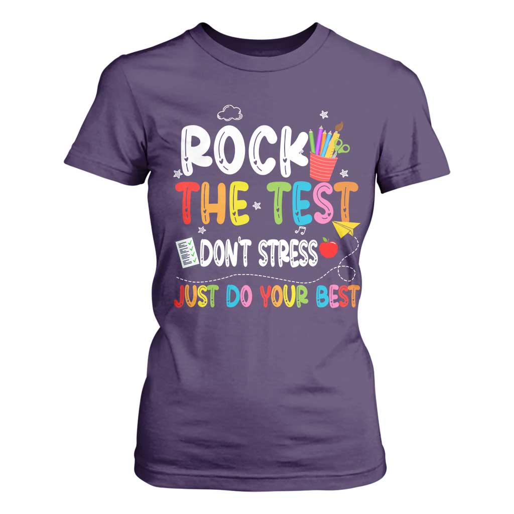 Rock The Test Day T Shirt For Women Teacher Exam Testing Outfit Just Do Your Best TS10 Purple Print Your Wear
