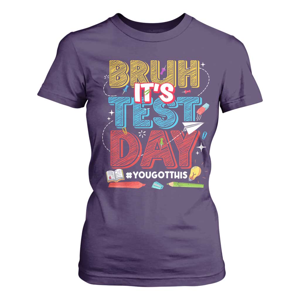 Bruh Test Day T Shirt For Women You Got This Testing Motivational Teacher TS10 Purple Print Your Wear