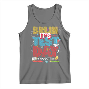 Bruh Test Day Tank Top You Got This Testing Motivational Teacher TS10 Black Heather Print Your Wear