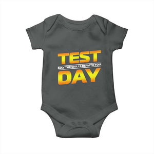 Funny Test Day Baby Onesie May The Skills Be With You Motivational Teacher TS10 Dark Heather Print Your Wear