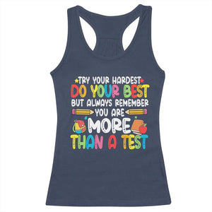 Testing Day Racerback Tank Top Try Your Hardest Teachers TS10 Navy Print Your Wear
