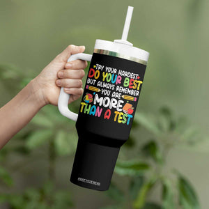 Testing Day Tumbler With Handle Try Your Hardest Teachers TS10 Print Your Wear