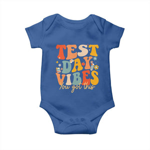 Test Day Vibes Baby Onesie Teacher Groovy Testing Day Exam TS10 Royal Blue Print Your Wear