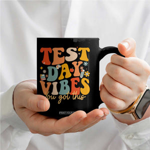 Test Day Vibes Coffee Mug Teacher Groovy Testing Day Exam TS10 Print Your Wear