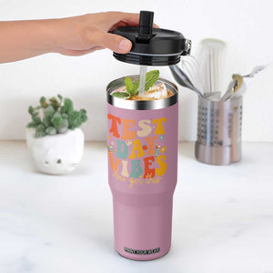 Test Day Vibes Flip Straw Tumbler Teacher Groovy Testing Day Exam TS10 One Size: 30 oz Light Pink Print Your Wear