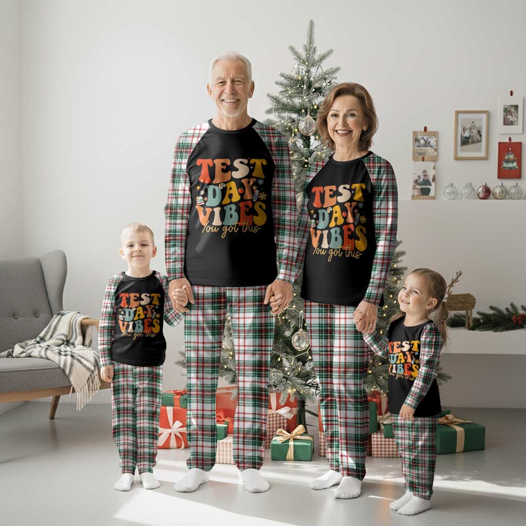 Test Day Vibes Plaid Pajama Set Teacher Groovy Testing Day Exam TS10 Christmas Plaid Print Your Wear
