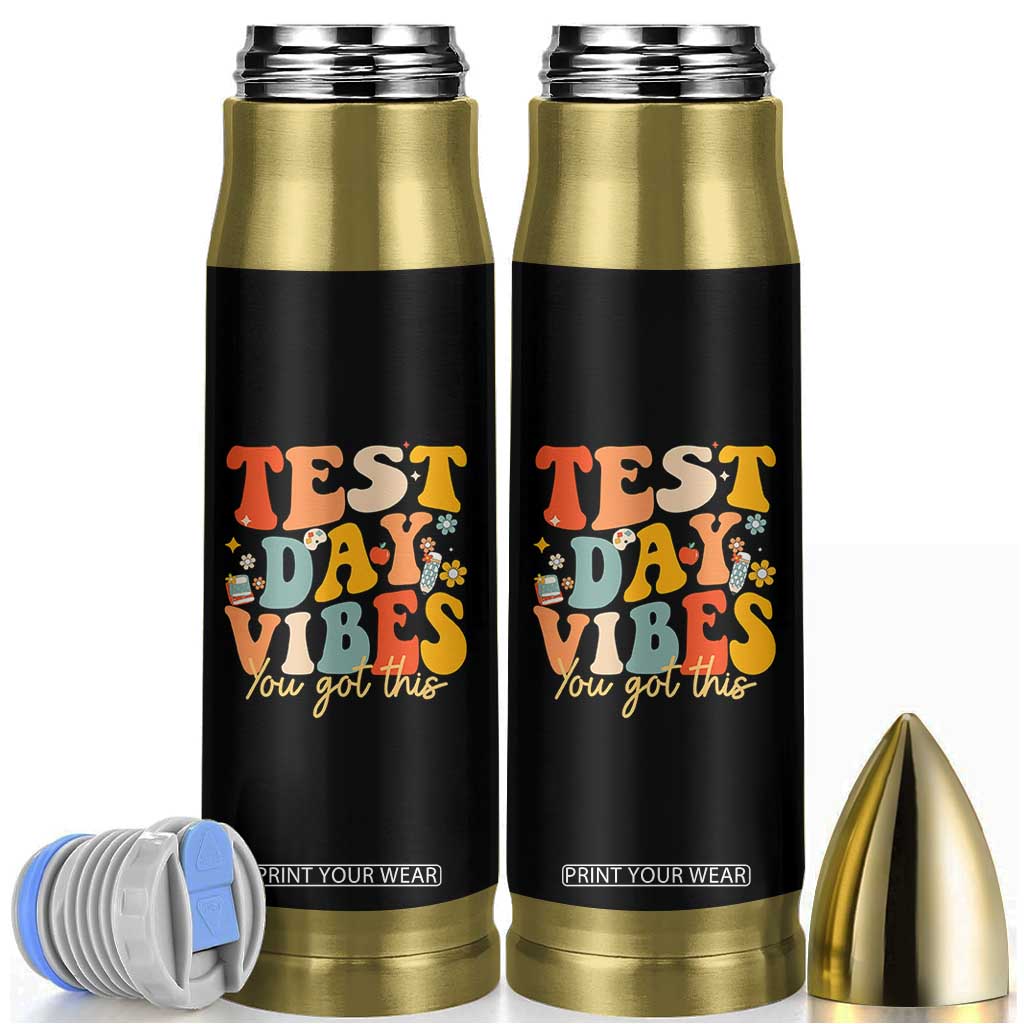 Test Day Vibes Bullet Tumbler Teacher Groovy Testing Day Exam TS10 Black Print Your Wear
