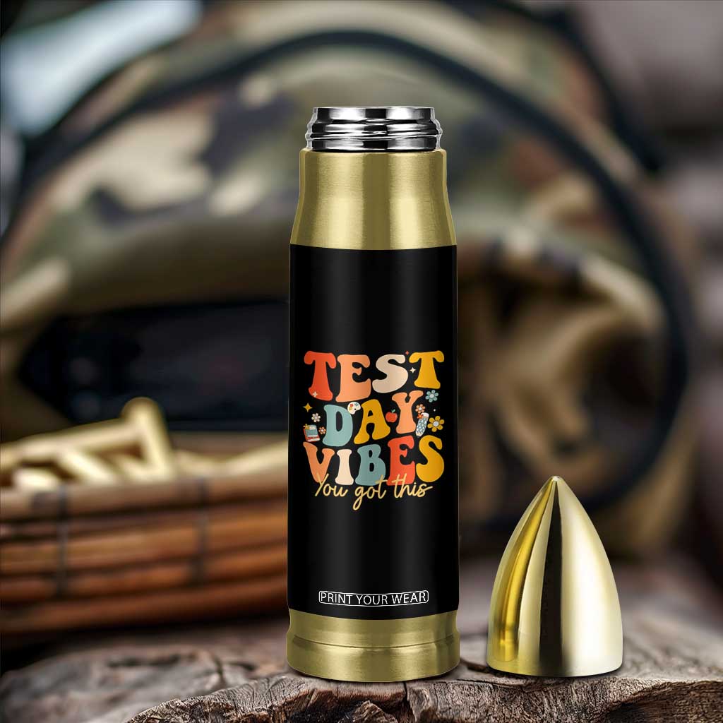 Test Day Vibes Bullet Tumbler Teacher Groovy Testing Day Exam TS10 Print Your Wear