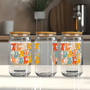 Test Day Vibes Glass Can Teacher Groovy Testing Day Exam TS10 Print Your Wear