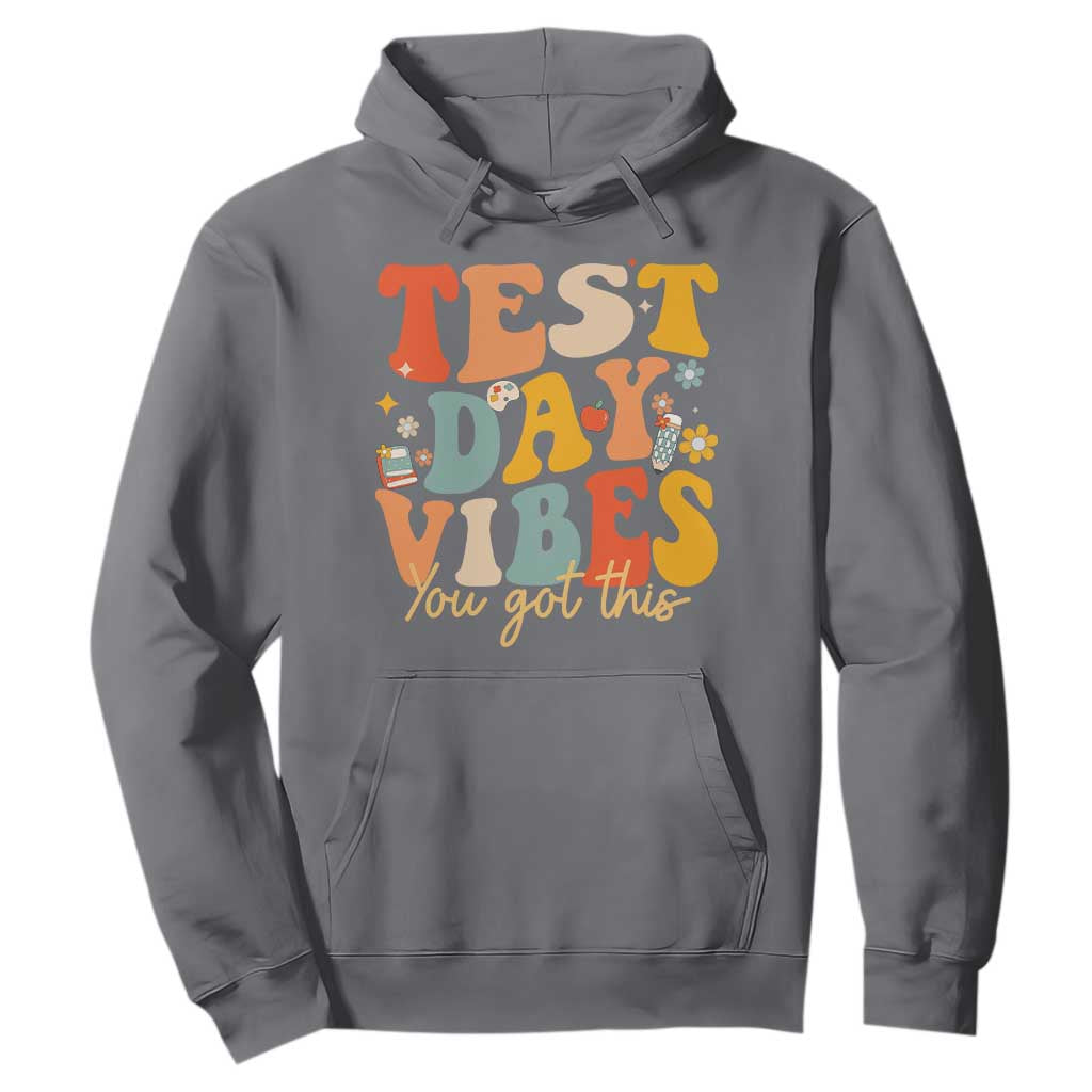 Test Day Vibes Hoodie Teacher Groovy Testing Day Exam TS10 Charcoal Print Your Wear