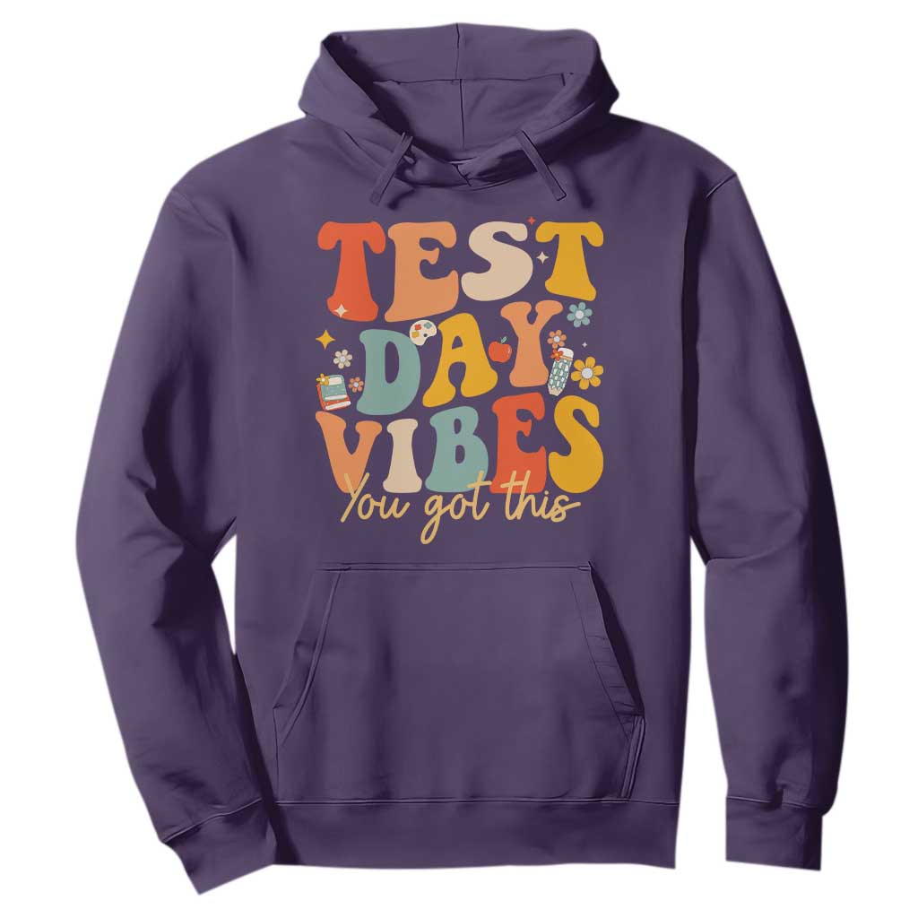 Test Day Vibes Hoodie Teacher Groovy Testing Day Exam TS10 Purple Print Your Wear