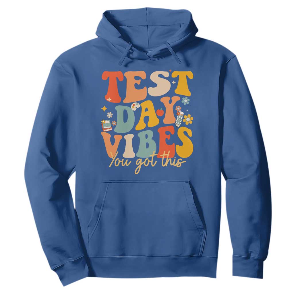 Test Day Vibes Hoodie Teacher Groovy Testing Day Exam TS10 Royal Blue Print Your Wear