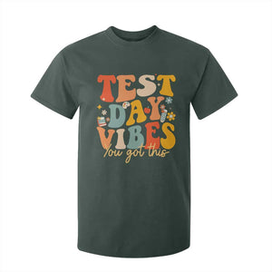 Test Day Vibes T Shirt For Kid Teacher Groovy Testing Day Exam TS10 Dark Forest Green Print Your Wear