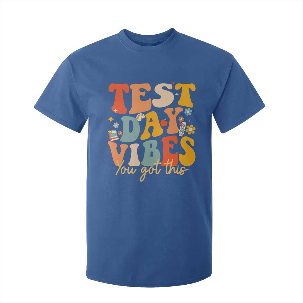 Test Day Vibes T Shirt For Kid Teacher Groovy Testing Day Exam TS10 Royal Blue Print Your Wear