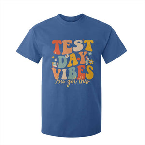 Test Day Vibes T Shirt For Kid Teacher Groovy Testing Day Exam TS10 Royal Blue Print Your Wear