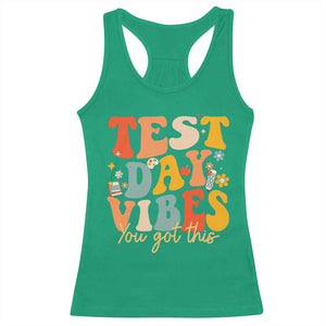Test Day Vibes Racerback Tank Top Teacher Groovy Testing Day Exam TS10 Irish Green Print Your Wear