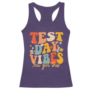 Test Day Vibes Racerback Tank Top Teacher Groovy Testing Day Exam TS10 Purple Print Your Wear