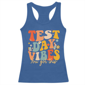 Test Day Vibes Racerback Tank Top Teacher Groovy Testing Day Exam TS10 Royal Blue Print Your Wear