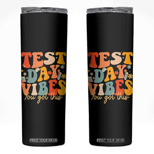 Test Day Vibes Skinny Tumbler Teacher Groovy Testing Day Exam TS10 Black Print Your Wear
