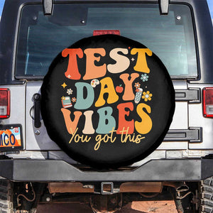 Test Day Vibes Spare Tire Cover Teacher Groovy Testing Day Exam TS10 No hole Black Print Your Wear