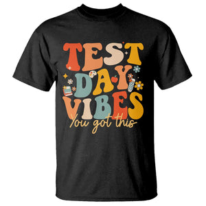 Test Day Vibes T Shirt Teacher Groovy Testing Day Exam TS10 Black Print Your Wear