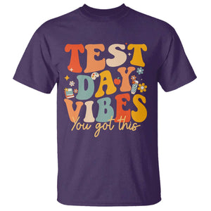 Test Day Vibes T Shirt Teacher Groovy Testing Day Exam TS10 Purple Print Your Wear