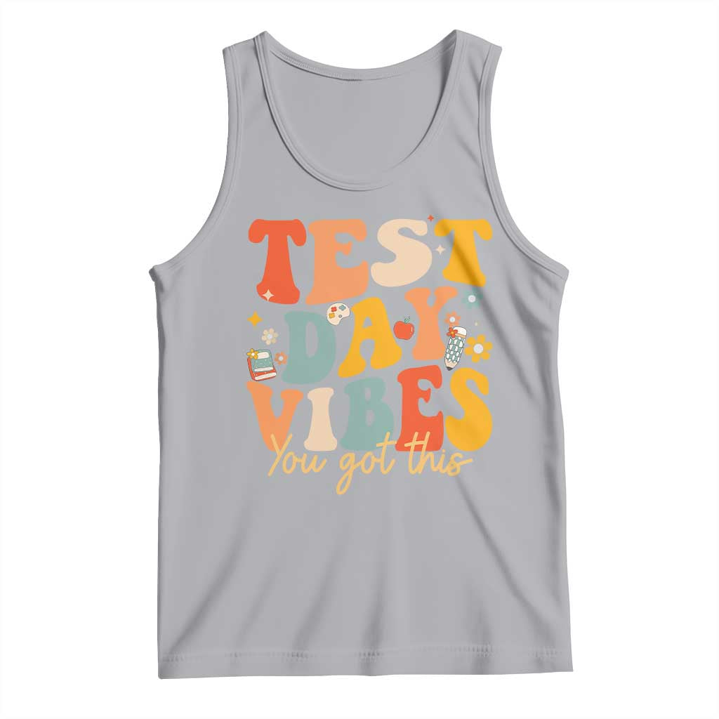 Test Day Vibes Tank Top Teacher Groovy Testing Day Exam TS10 Athletic Heather Print Your Wear